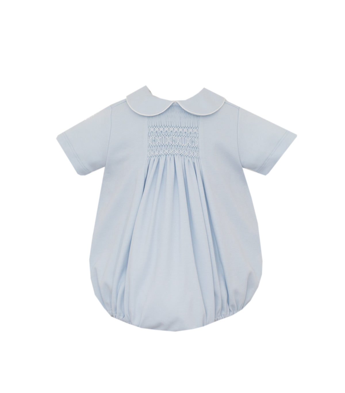 Petit Bebe Blue Smocked Knit Boy Bubble