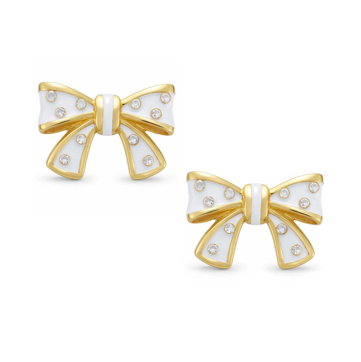 Lily Nily Bow Stud Earrings w/Crystals