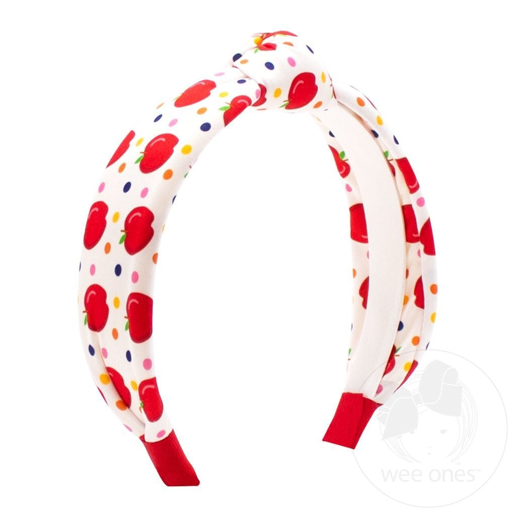 Wee Ones Back To School Apple Print Knot Headband