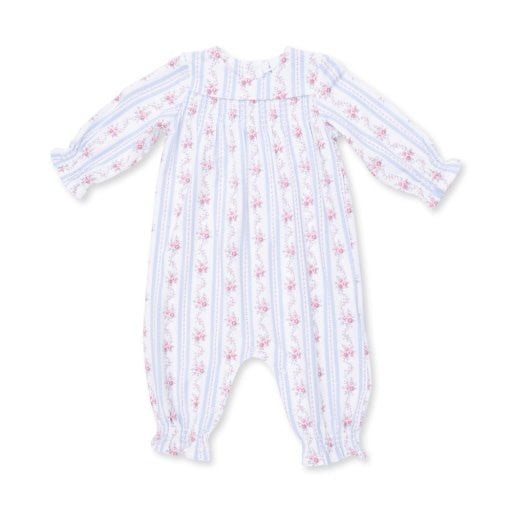 Angel Dear Anna Floral Stripe - Smocked Long Sleeve Romper