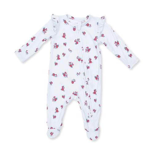 Angel Dear Anna Floral Stripe Zipper Footie