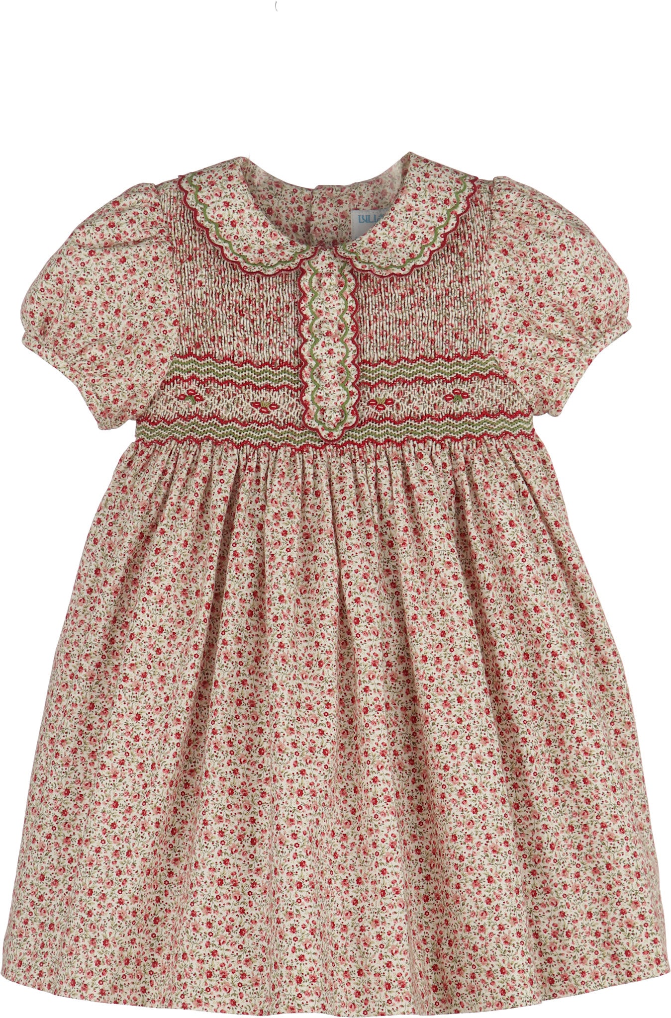 Luli&Me Red Mulberry Floral Smocked Dress