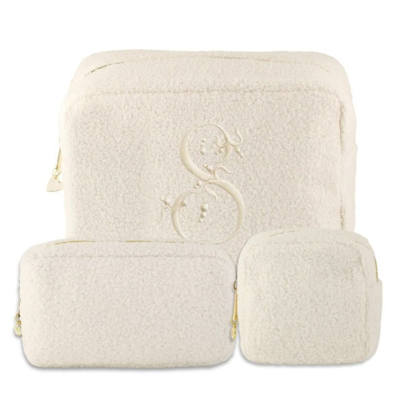 Carrying Kind Ivory Boucle Cosmetic Bag
